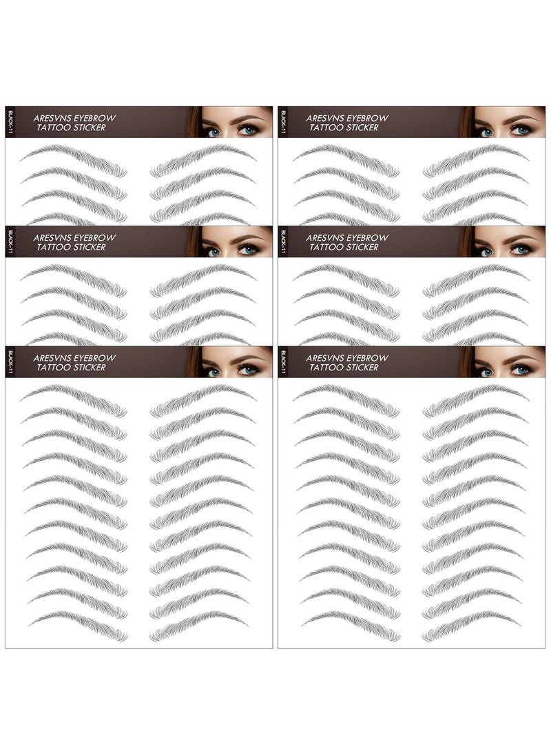 Aresvns Eyebrow Tattoo Sticker 66 Pairs Newly Improved 4D Black Fake Eyebrows Waterproof and LongLasting 35 DaysSuitable SizesPopular Eyebrow Shape Eyebrow Transfers Sticker Gift