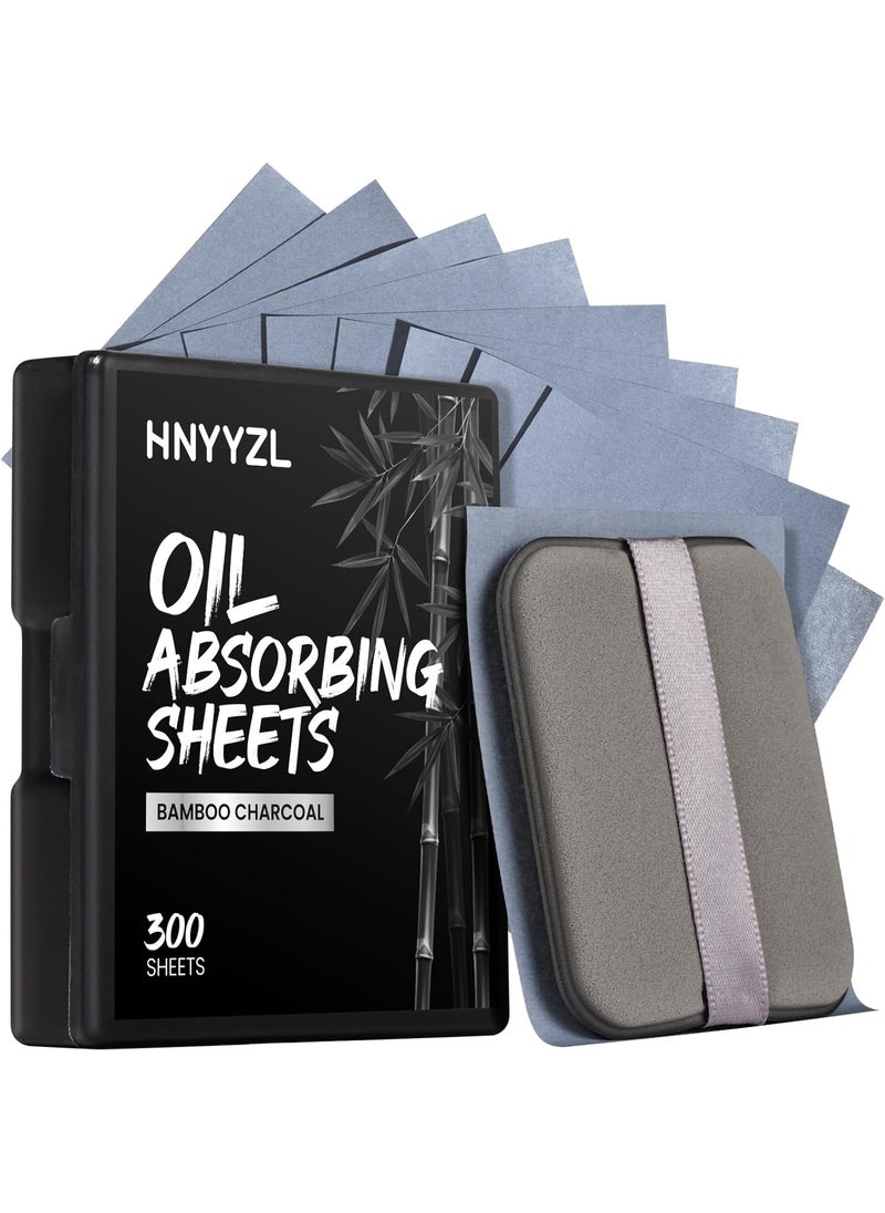 HNYYZL Blotting papers for Face300pcs Oil blotting sheets1 Portable box with Mirror  Makeup PuffMakeup Friendly Oily Skin Shine Blotteroil face wipes for Home Office School Travel
