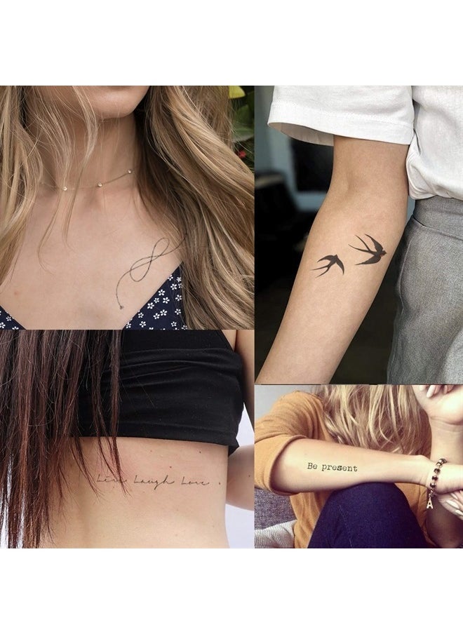 Everjoy Realistic Temporary Tattoos 100+ Designs, 16 Sheets, Inspirational Quotes, Live Laugh Love, Faith, Hope, Breathe, Boho, Butterfly, Heart, Cross, Infinity Tattoos
