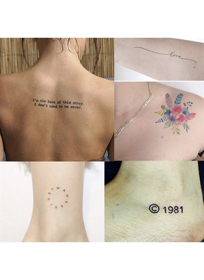 Everjoy Realistic Temporary Tattoos 100+ Designs, 16 Sheets, Inspirational Quotes, Live Laugh Love, Faith, Hope, Breathe, Boho, Butterfly, Heart, Cross, Infinity Tattoos