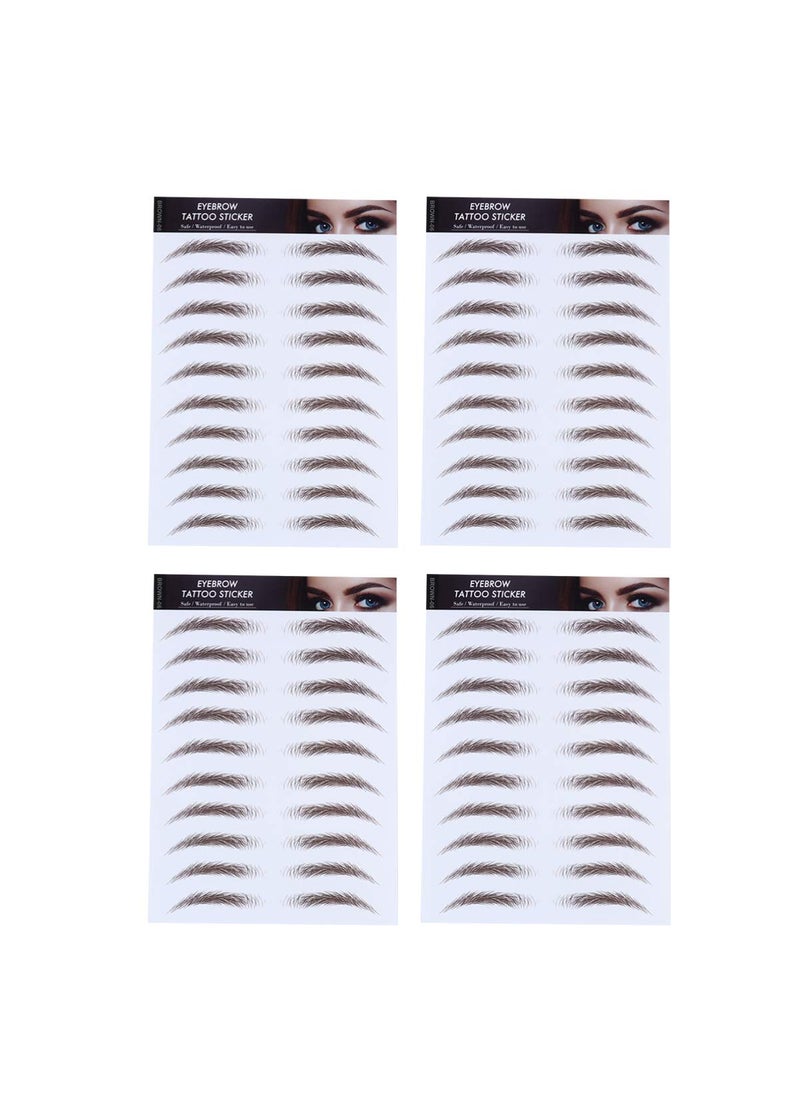 Lurrose 4 Sheets Eyebrow Tattoo Stickers 6D Hair Eyebrows Brown 02