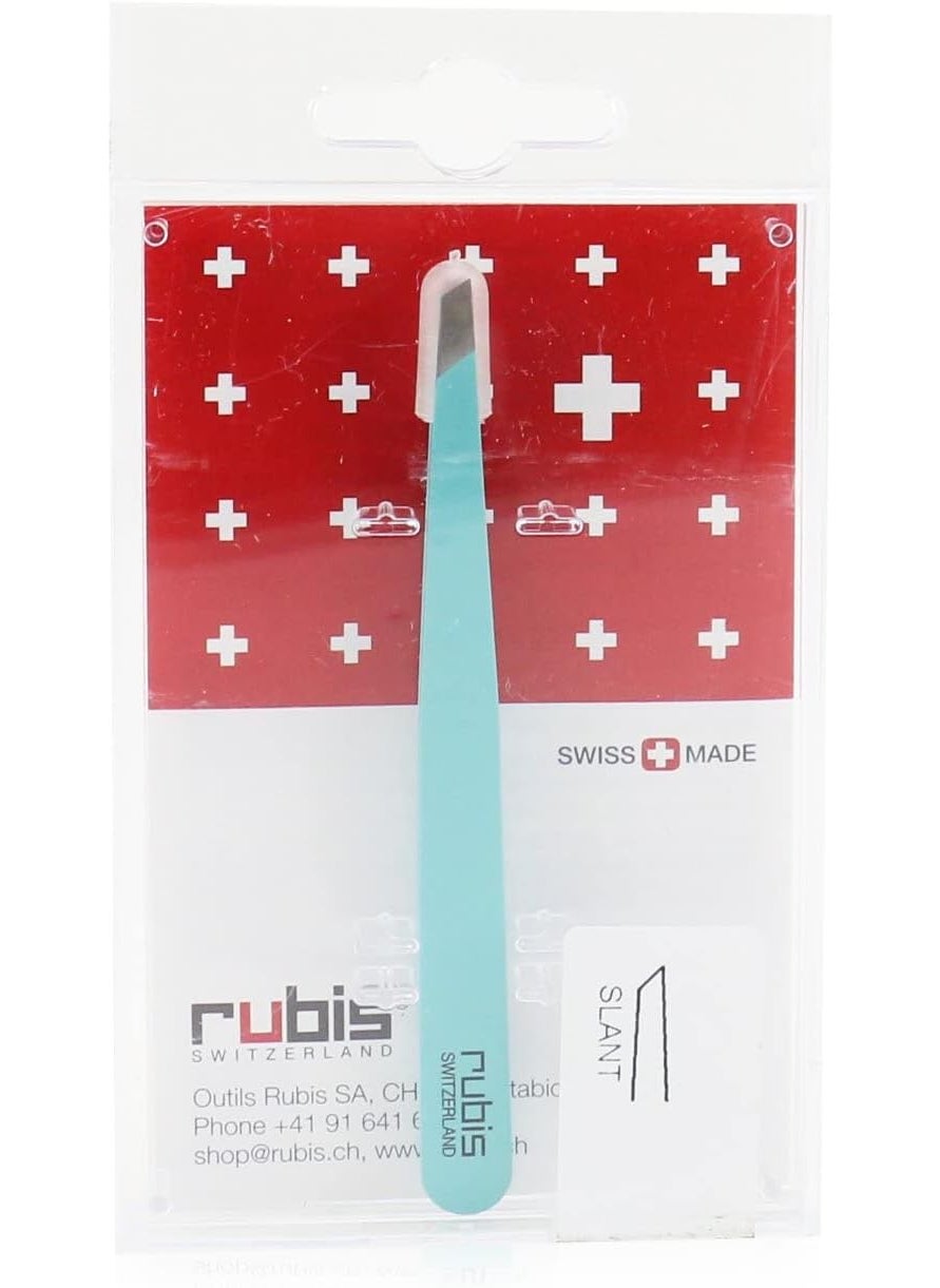 Rubis Tweezer Slanted Tip Stainless Steel Satin Blue