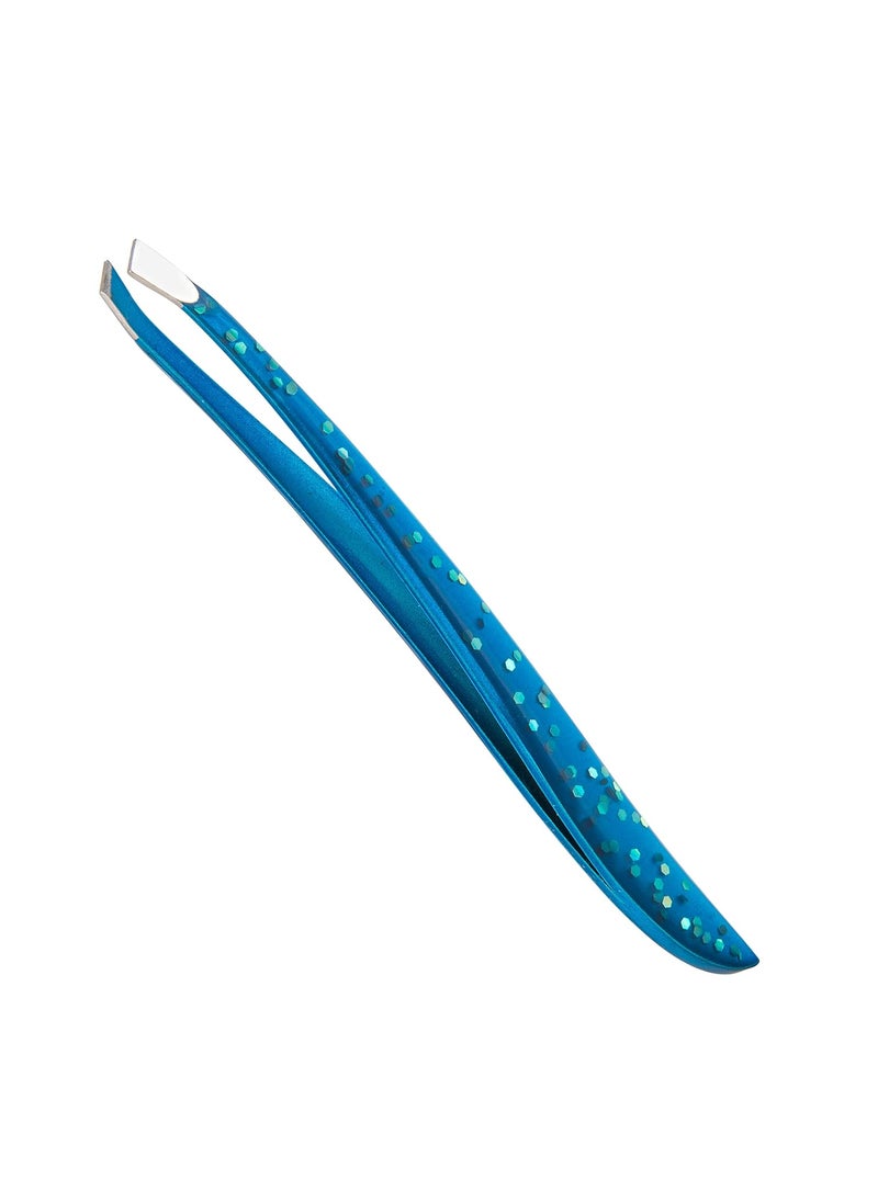 TRIM Azure Collection Slant Tip Tweezer  PrecisionGround Tips Grasp Even The Finest Hairs  Angled to Align with The Brows Natural Arch  Calibrated Tension for More Control  Stainless Steel