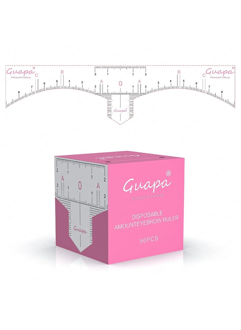 Pink Disposable Eyebrow Ruler Stencils50 Pcs Box Eyebrow RulerPink Adhesive Mapping Stickers Kit for Microblading Brow Extensions and Permanent Makeup 1 Box Pink Ruler