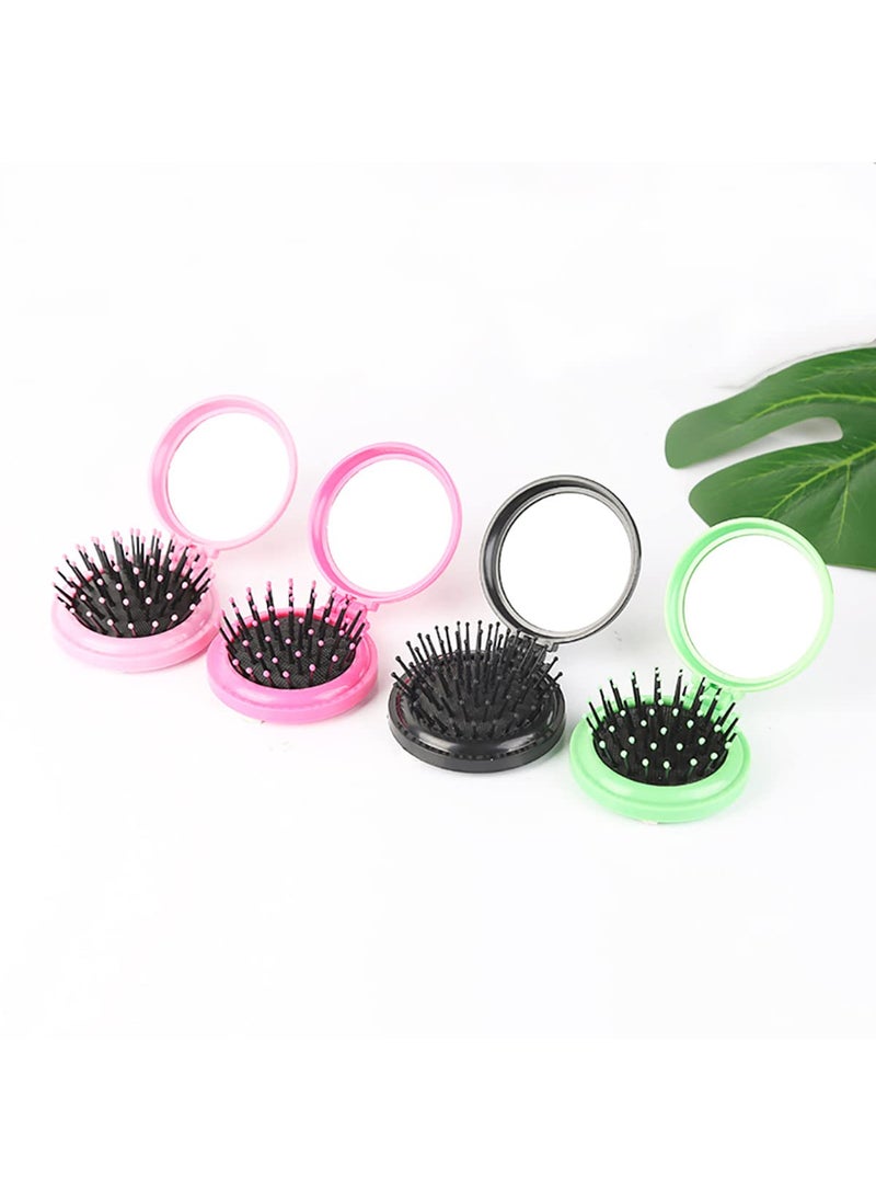Folding Travel Mirror Hair Brushes Portable Round Pocket Comb and mirror folding pocket mini folding bag hair round brush cosmetic mirror for travel small size