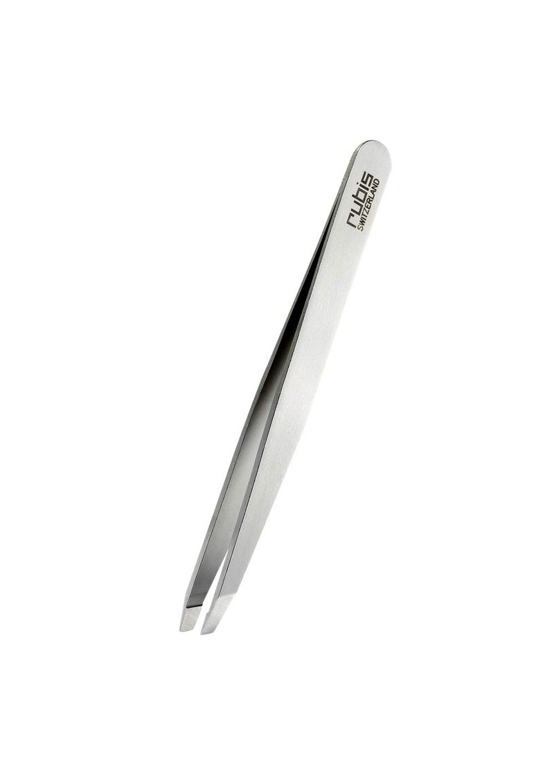 Rubis Switzerland Slanted Tip TweezerSilver