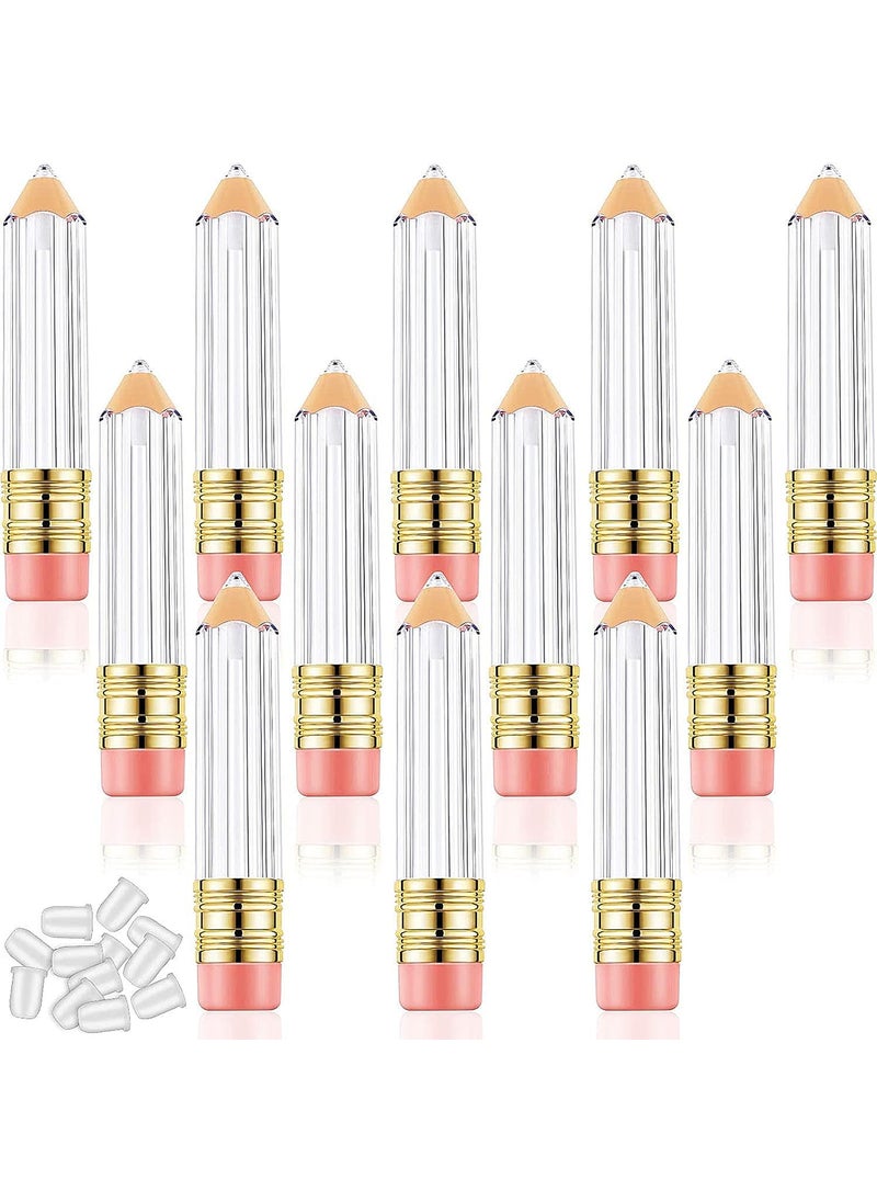 Blulu 20 Pieces 5 ml Empty Pencil Lip Gloss Tubes Containers Bulk Clear Lip Balm Tubes Cute Pencil Shaped Mini Refillable Lip Oil Bottles Gift for Christmas Mother Teacher Women Girls DIY
