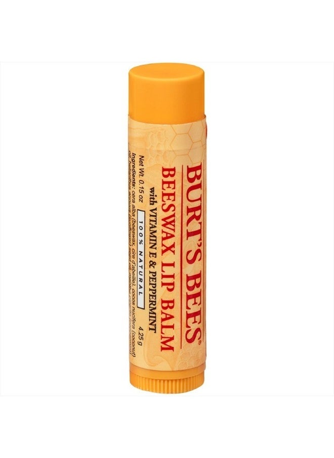 Beeswax Lip Balm with Vitamin E & Peppermint 0.15 oz (Pack of 6)