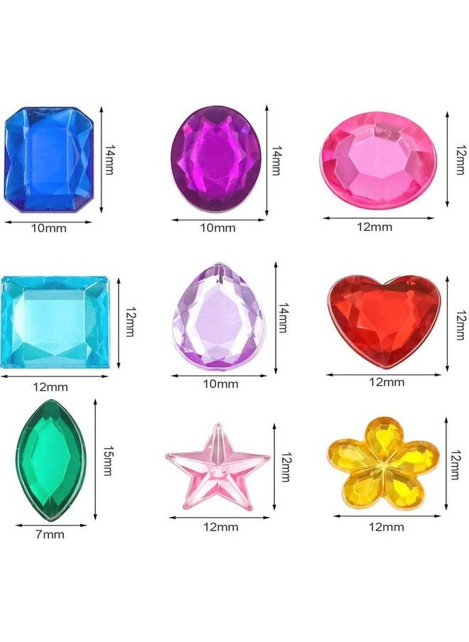 DIY Crafts 100 Pcs, Random Sizes, Gems Jewels Acrylic Flatback Rhinestones Gemstone for Arts and Crafts Jewels, Shapes, 10-15mm(100 Pcs, Random Sizes)