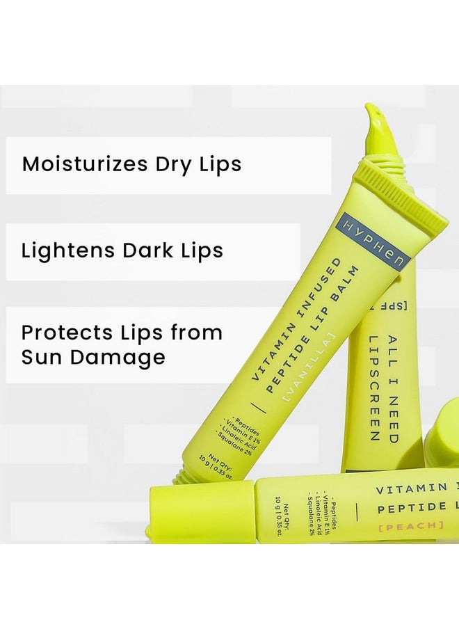Lip Care Combo For Dry & Chapped Lips | Vanila Lip Balm, Peach Lip Balm & Spf 30 Lip Screen Value Pack Of 3 | Hydrating & Moisturizing Lip Balm For Men & Women