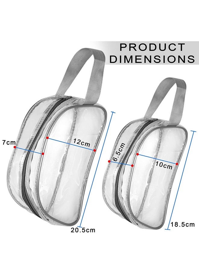 TULMAN Designer Transparent Cosmetic Makeup Jewellery Accessories Organizers Pouch Zippered Toiletry Bag with Handle for Men & Women -Transparent Grey Border(21x7x12 CM)