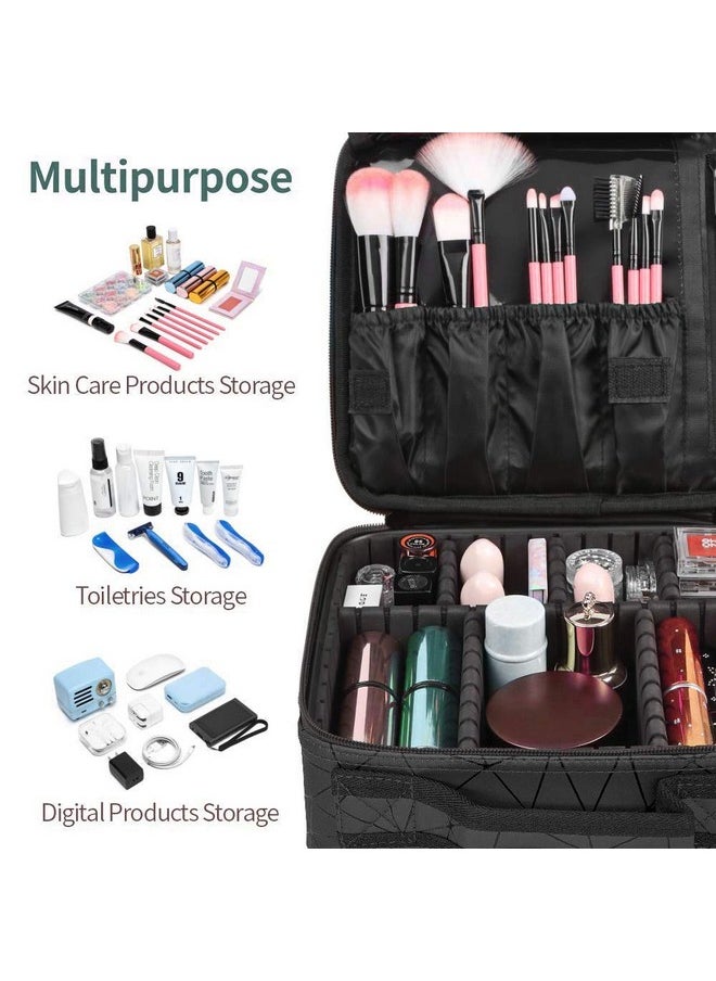 House of Quirk Makeup Box/Cosmetic Storage Case With Adjustable Compartment (Black Diamond),W-22 Cm