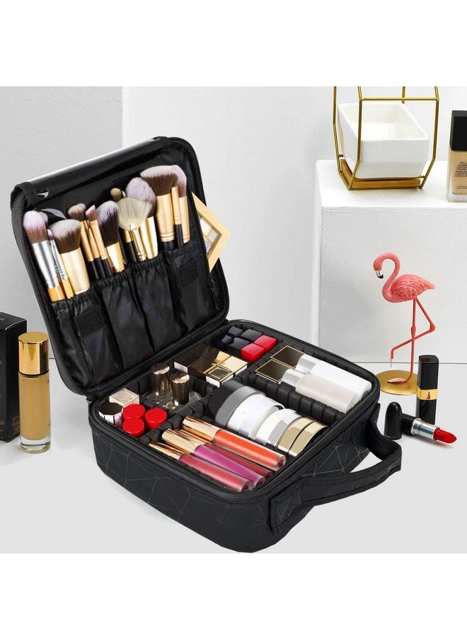 House of Quirk Makeup Box/Cosmetic Storage Case With Adjustable Compartment (Black Diamond),W-22 Cm