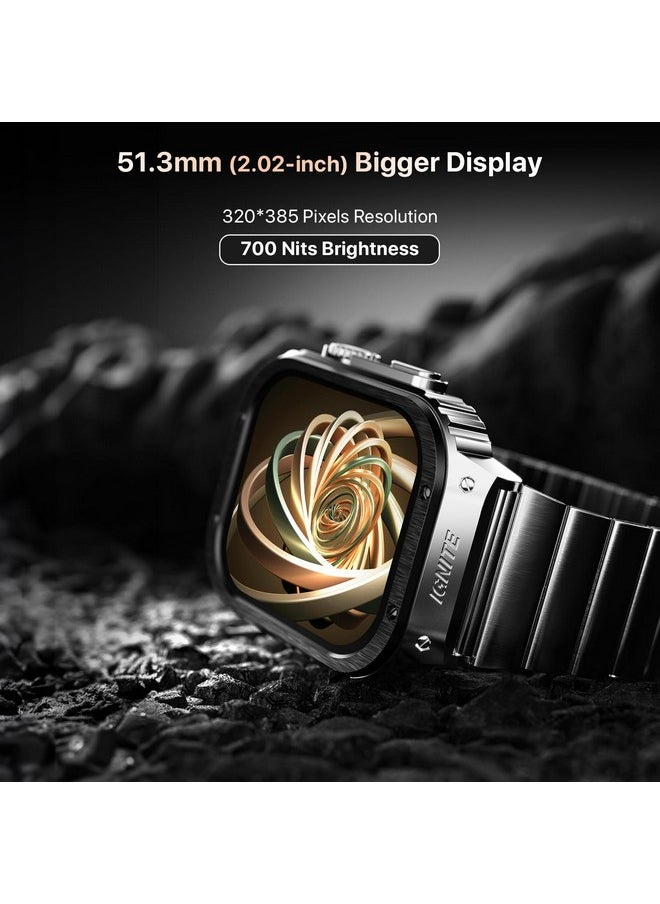 Fire-Boltt Maverick Smartwatch 51.308mm (2.02 inch) IPS Display, Luxury Stainless Steel Look, 320x385 Pixel Resolution, Bluetooth Calling, Voice Assistant (Black Silver)