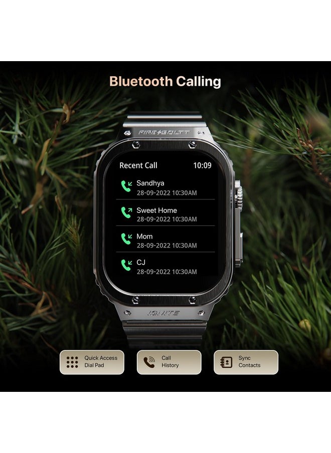 Fire-Boltt Maverick Smartwatch 51.308mm (2.02 inch) IPS Display, Luxury Stainless Steel Look, 320x385 Pixel Resolution, Bluetooth Calling, Voice Assistant (Black Silver)
