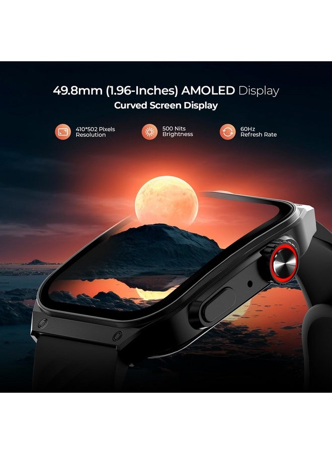 Fire-Boltt ARC 49.8mm (1.96 inch) AMOLED Always On Curved Display Smart Watch, Bluetooth Calling, Wireless Charging, 100+ Sports Modes, Water-Resistant 100+ Cloud Watch Faces (Black)