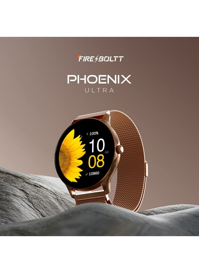 Fire-Boltt Phoenix Ultra Luxury Stainless Steel, Bluetooth Calling Smart Watch, AI Voice Assistant, Metal Body with 120+ Sports Modes, SpO2, Heart Rate Monitoring (Gold)