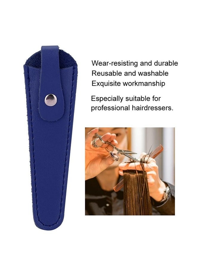 Salon Hair Scissor Bag, Scissors Safety Sheath Bag, Professional PU Leather Scissors Bag Portable Scissors Storage Holder, Holster Organizer Hairdressers Tools(blue)