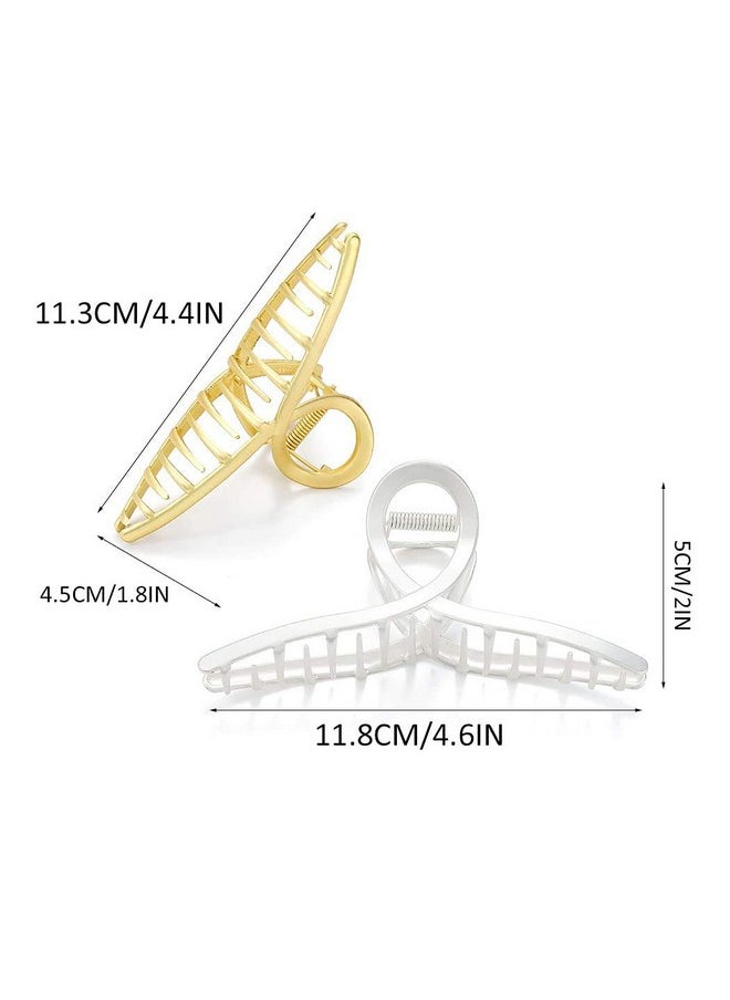Brinie Hair Claw Clips Gold Metal Clips Claw Large Hair Clip for Thick Thin Hair Hair Accessories for Women and Girls (2PCS)