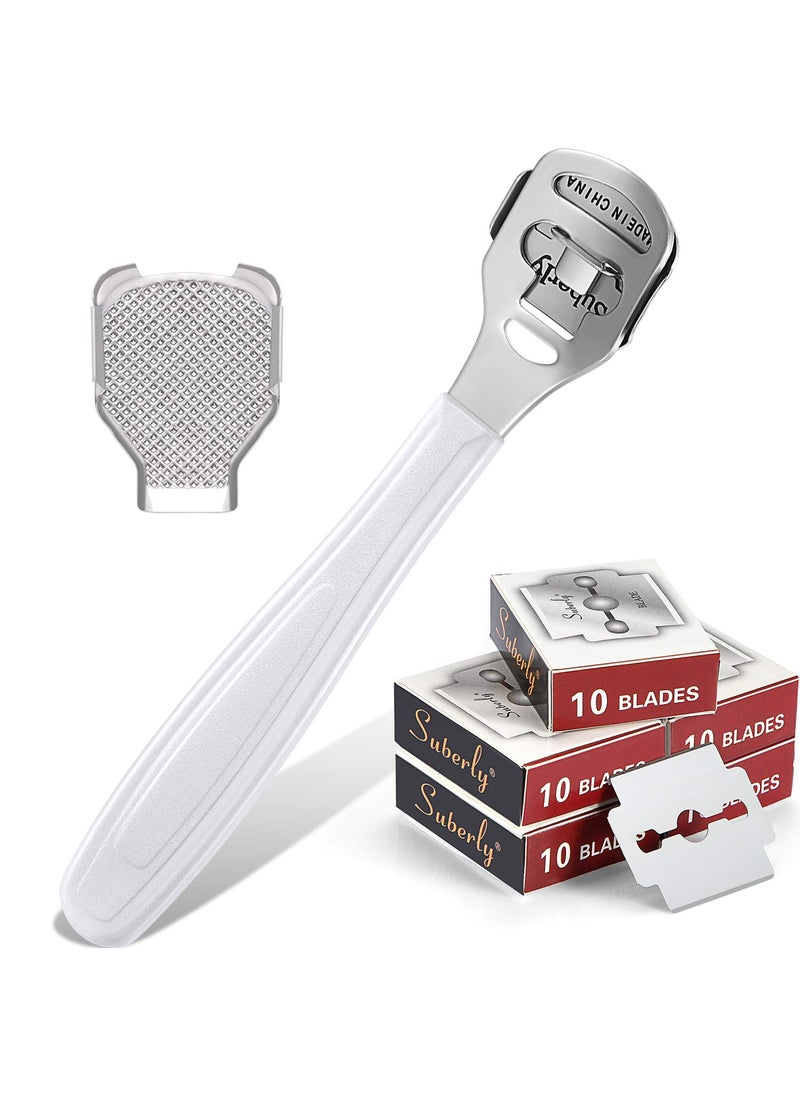 52 Pieces Callus Shaver Set Includes 50 Pieces Replacement Slices Callus Shavers Hard Skin Remover and Foot File Heads Foot Care Tools for Hand Feet Care