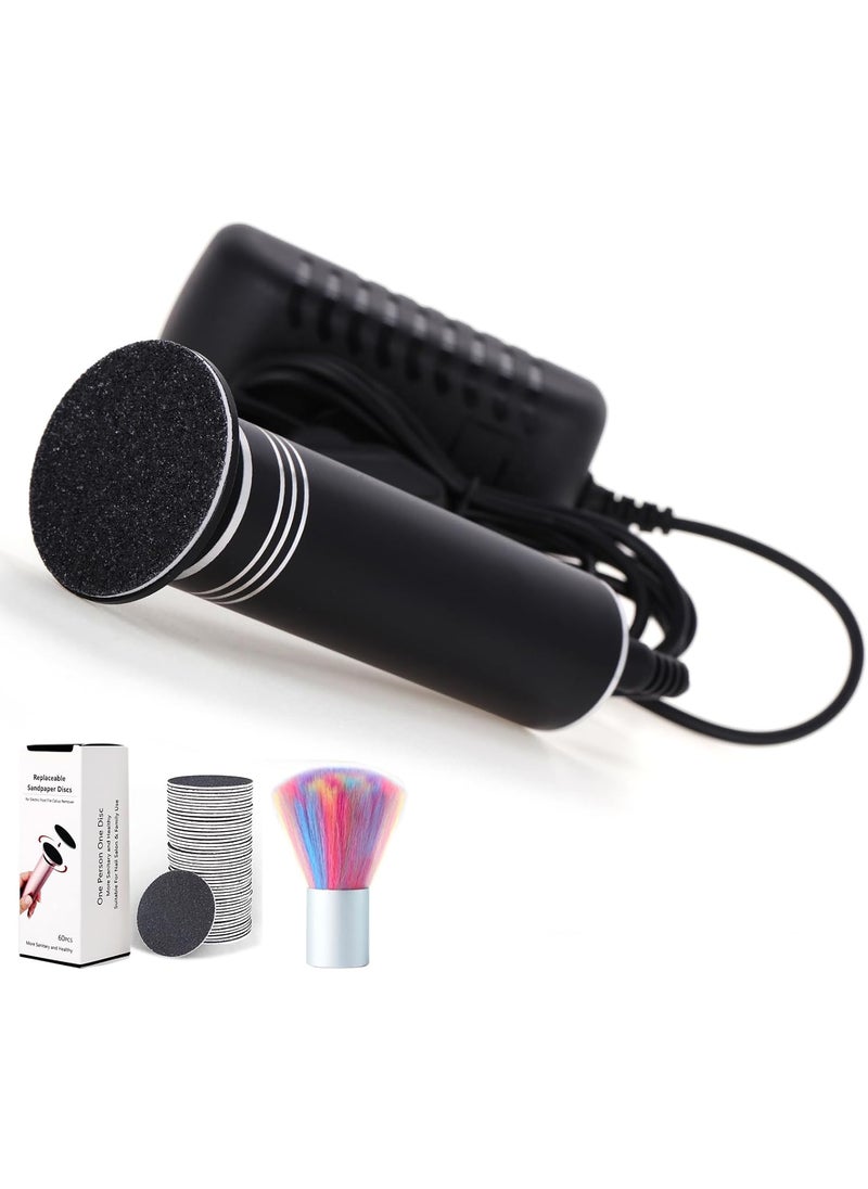 Electric Callus Remover for Feet Professional Electric Foot Sander Grinder Scrubber Foot File Pedicure Heel Tool for Cracked Dry Dead Skin Adjustable Speed 60 Sandpaper Discs Black