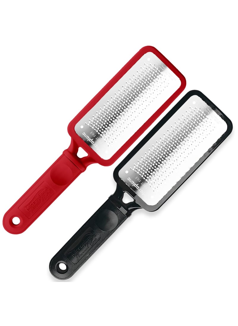 Microplane Colossal Foot File Red and Black  The Original StainlessSteel Foot Scraper Dead SkinCallus Remover for Feet Foot Scrubber Pedicure Tools for SalonQuality Foot Care 2 Piece Set