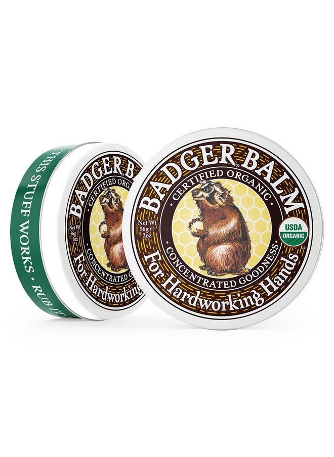 Badger - Hardworking Hands Healing Balm, Aloe Vera & Wintergreen, Working Hand Balm, Balm, for Dry Hands, Hand Moisturizer Balm, Certified Organic Hand Balm, Hand Repair Balm, 2 oz
