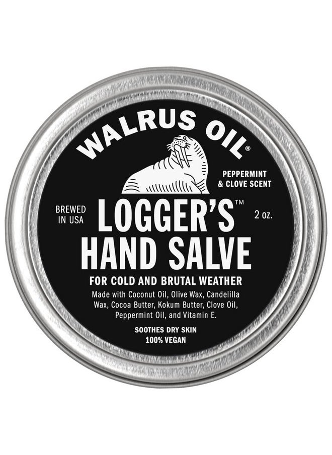 Walrus Oil - Logger's Hand Salve Cream, 2oz, 100% Vegan, Made with Olive Wax, Kokum Butter, Coconut Oil and more. Peppermint and Clove scent.