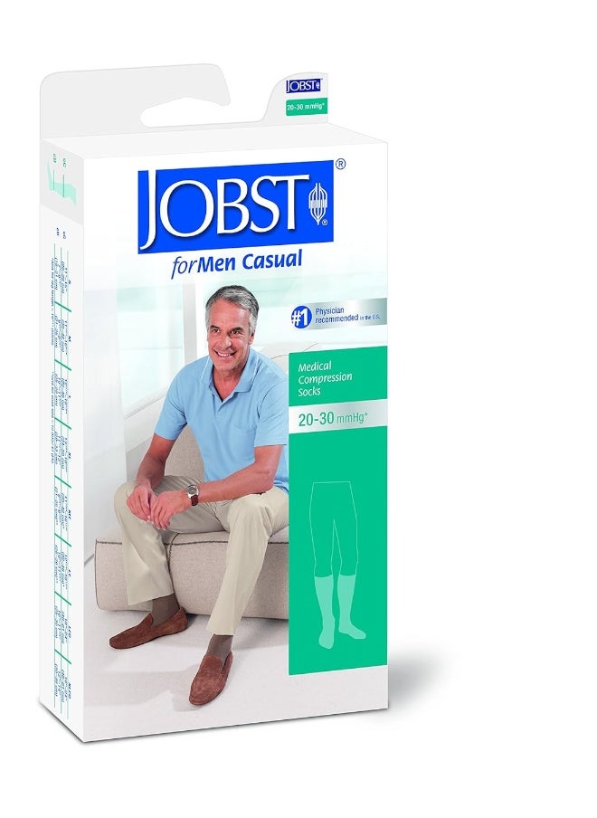 JOBST forMen Casual 20-30 mmHg Knee High Compression Socks, Black, X-Large