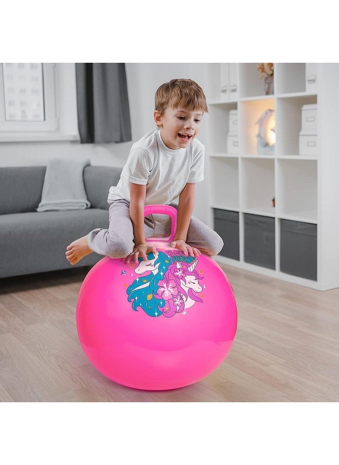 Sisliya Bouncy Ball, Sparkling Jump Ball for Horse Lovers Filling, Indoor and Outdoor Toy for Children from 4 Years(65 cm) (Pink)