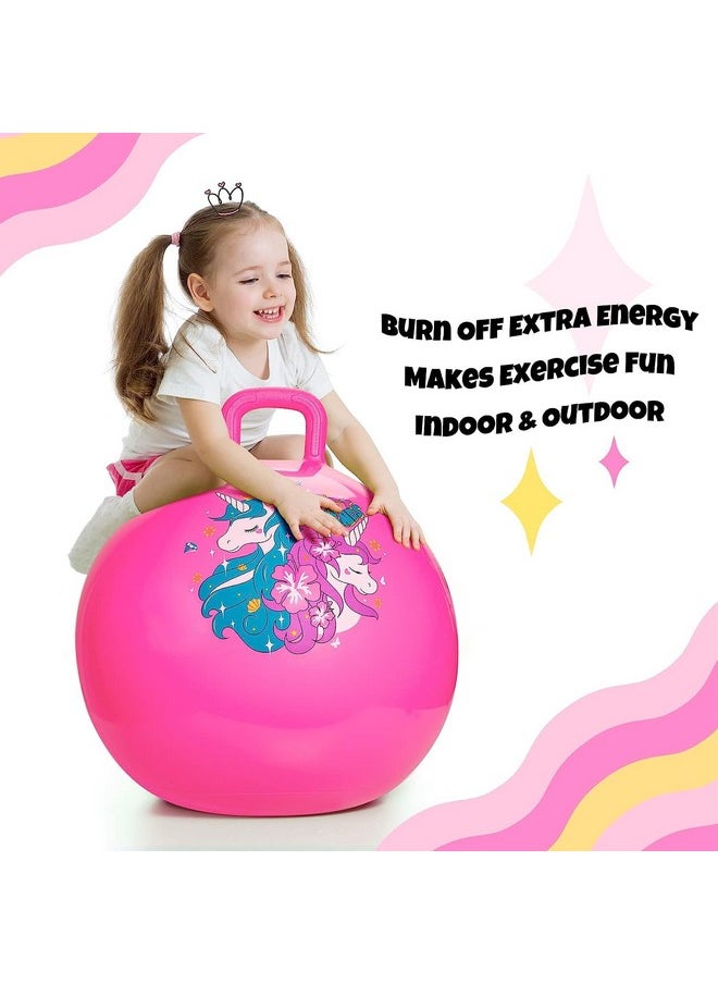 Sisliya Bouncy Ball for Children, Bouncy Ball from 3, 4, 5, 6 Years,Hopper Ball, Jump Ball for Boys, Girls, Toddlers, Garden Game Indoor Outdoor (65 cm) (Pink)