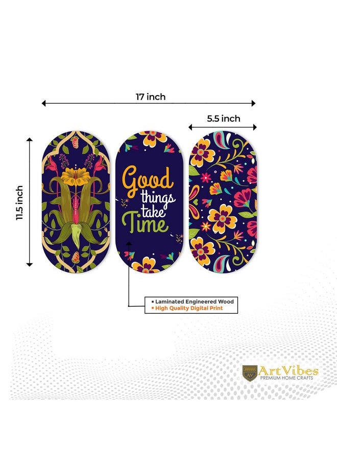 Artvibes Positive Quote Wooden Wall Hanging Decoration Items for Home | Gifts | Bedroom | Wooden Wall Hanger | Mdf Wall Decoration for Living Room | Artworks (WH_9026N), Set of 3