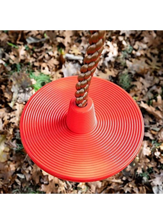 Toy Park Kids Disc Swing Climbing Rope Set with Platforms for Indoor & Outdoor, Playground Set, Backyard Fun with Carabiner - Red Color