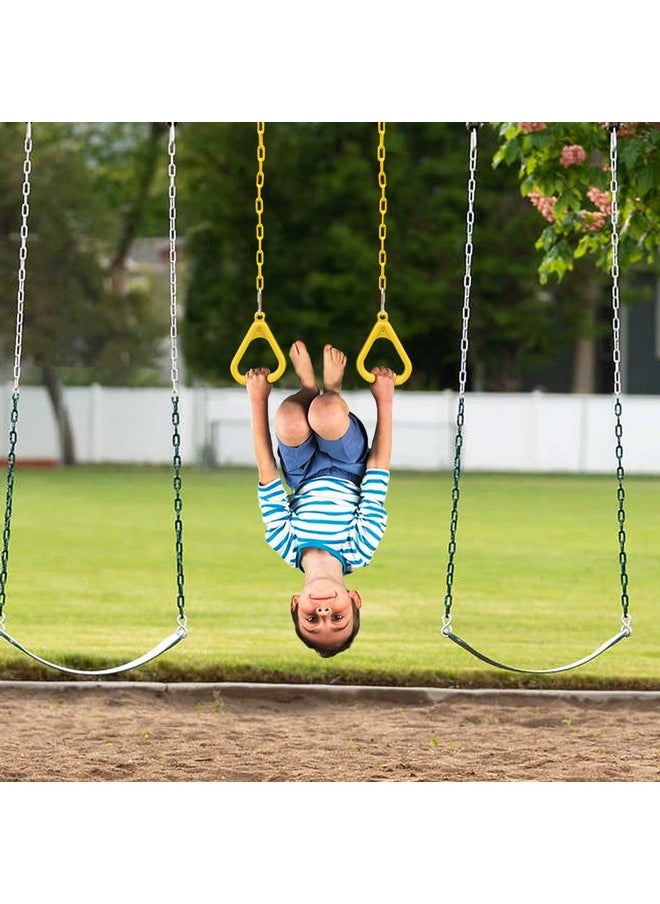 Toy Park Trapeze Gym Rings with Plastic Coated Chains, Ninja Exercising for Backyard - Outdoor Playground Accessories for Kids & Adults (Weight Capacity up to 120 Kgs) - Yellow