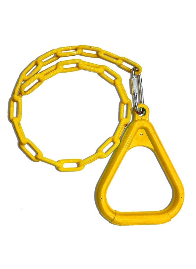 Toy Park Trapeze Gym Rings with Plastic Coated Chains, Ninja Exercising for Backyard - Outdoor Playground Accessories for Kids & Adults (Weight Capacity up to 120 Kgs) - Yellow