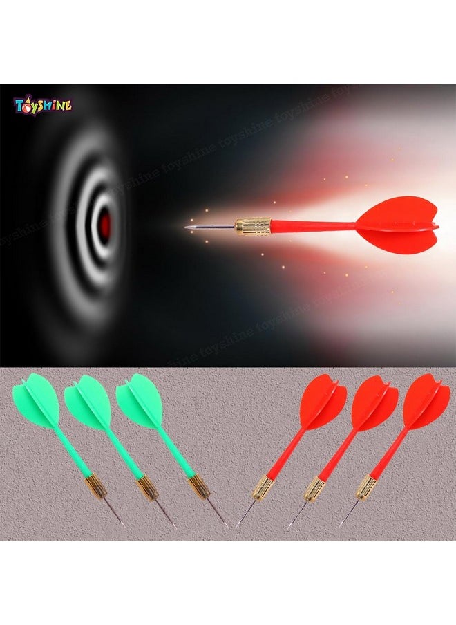 Toyshine Wooden Double Sided 12 inch Dart Board Family Game Set with 4 Steel Tip Needle for Kids and Adults (SSTP) - B