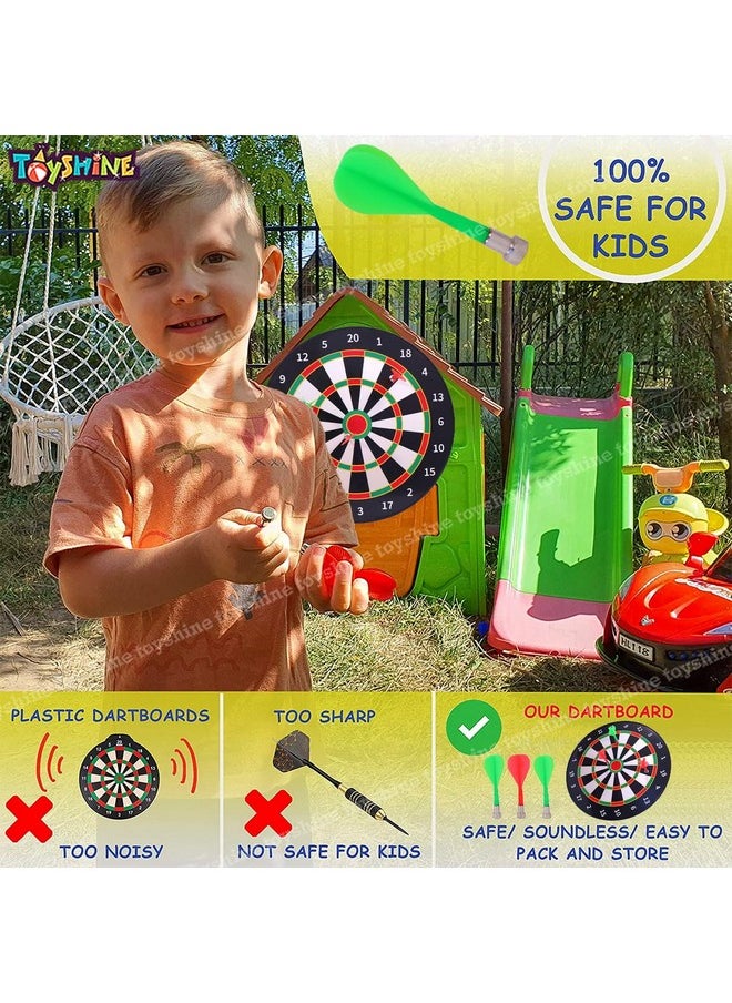 Toyshine Round Magnetic Dartboard Board Game Set - Bullseye Dartboard,13 Inch Board with 6 pcs Safe Darts