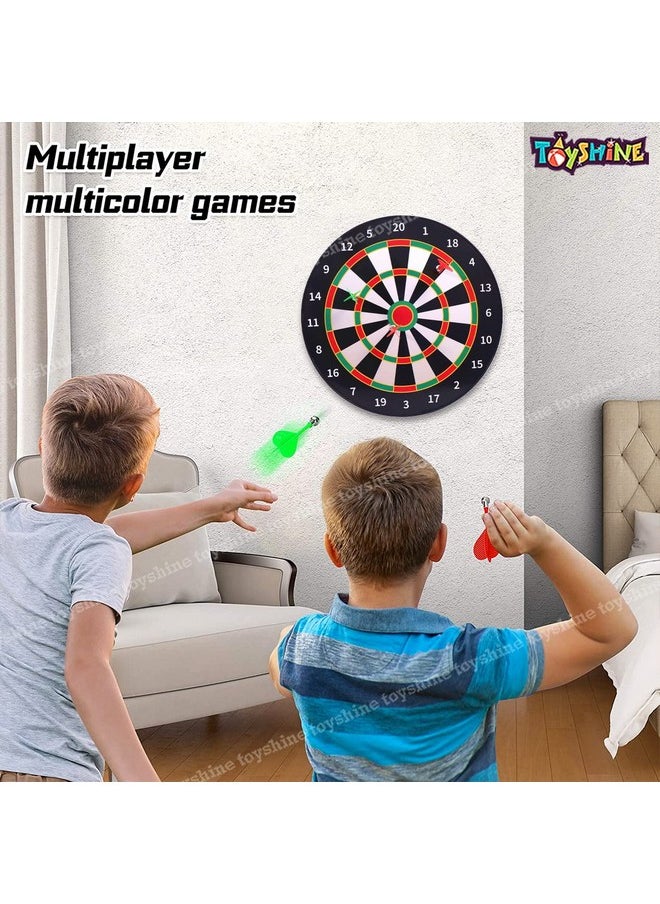 Toyshine Round Magnetic Dartboard Board Game Set - Bullseye Dartboard,13 Inch Board with 6 pcs Safe Darts