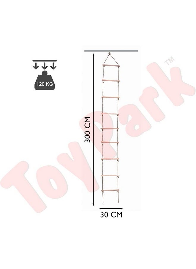 Toy Park Rope Ladder - 9 Rung pp Rope 9ft Long - Swing, Climbing Frame, Tree Accessory.
