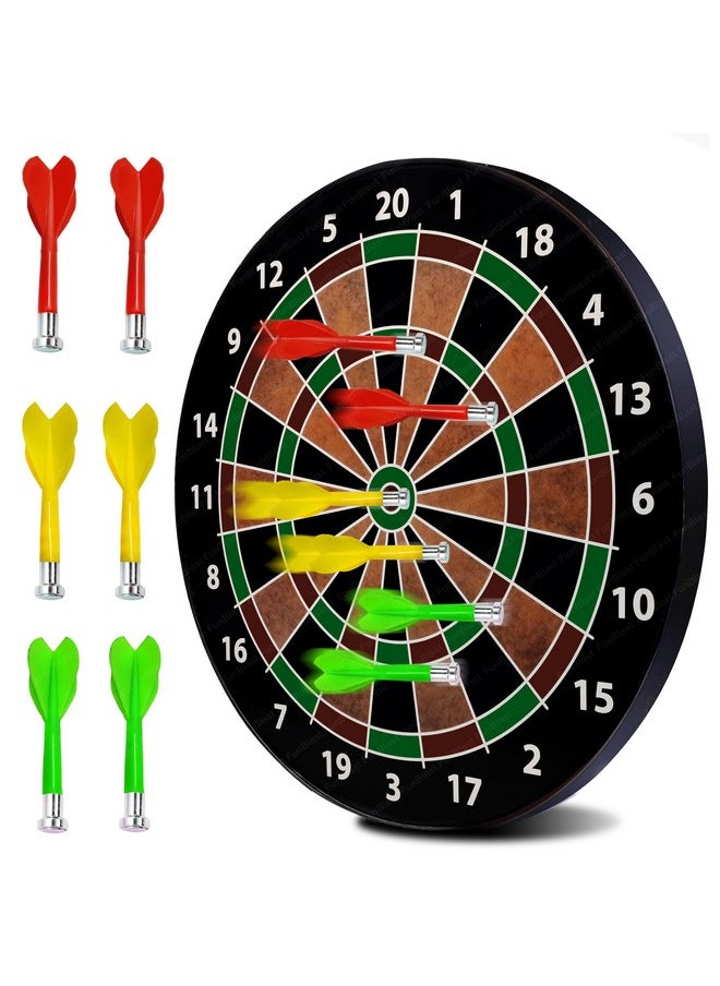 FunBlast Round Magnetic Dartboard Board Game Set, Magnet Dart Board Game For Kids And Adults, Target Shooting Game, Indoor And Outdoor Magnetic Score Dartboard Kit With 6 Darts (34 Cm), Multicolor