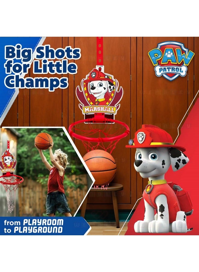 Wembley Paw Patrol Basket Ball for Kids Boys Girls Basketball Set with Deflated Ball, Hoop, Hanging Board & Pump Indoor Outdoor Games Birthday Gift for Children - Marshall