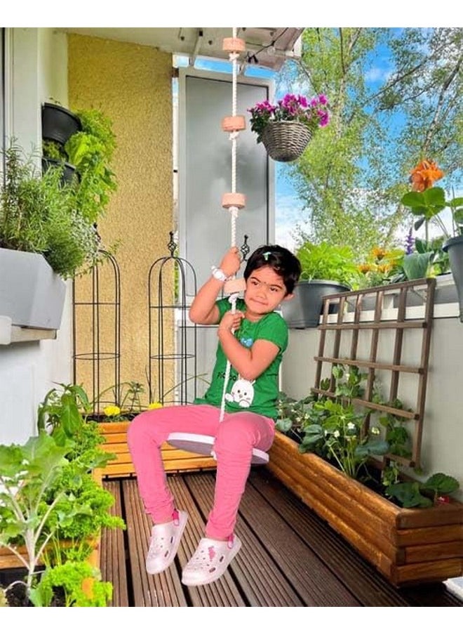 Homecute Wooden Climbing Rope Tree Swing with Platforms and Disc Swings Set, Outdoor Accessories for Kids, Trees House Tire Saucer Swing, Playground Swing Set.