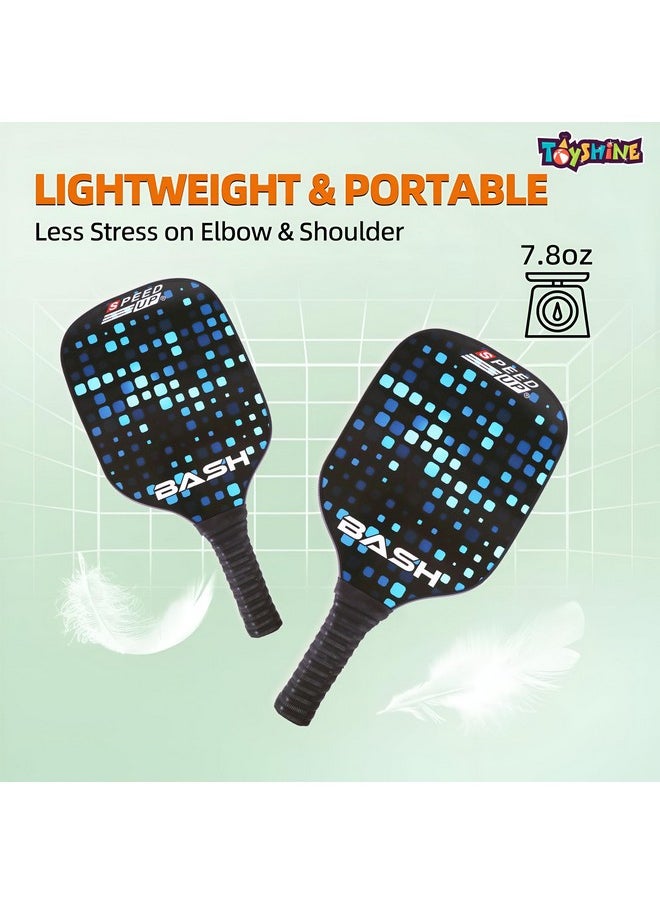 Toyshine Speed Up Wooden Pickleball Paddles Set - 2 Lightweight Rackets with 2 Pickleballs Fun Play Game for All Ages Indoor Outdoor Garden Ground Park Play