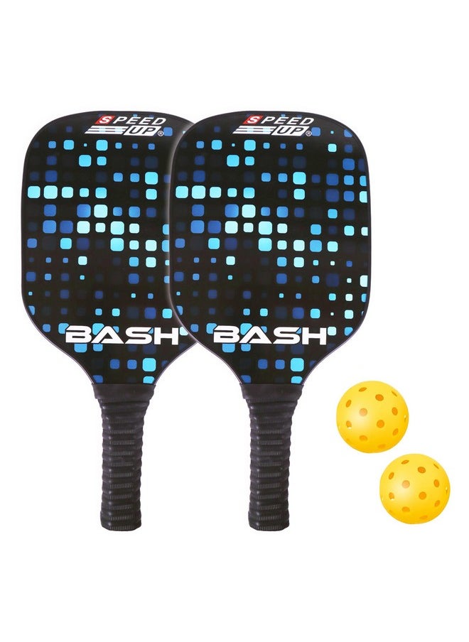 Toyshine Speed Up Wooden Pickleball Paddles Set - 2 Lightweight Rackets with 2 Pickleballs Fun Play Game for All Ages Indoor Outdoor Garden Ground Park Play