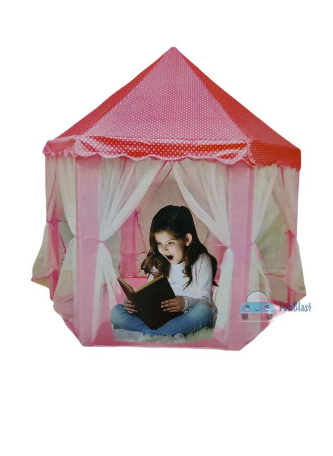 FunBlast Portable&Foldable Hexagon Polyester Tent House for Kids-Castle Playhouse Durable Tent for Children Indoor&Outdoor for 3+ Yrs Kids (Pink), Tent House Theme