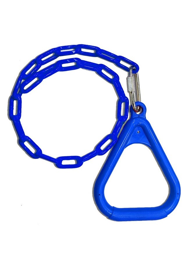 Toy Park Trapeze Gym Rings with Plastic Coated Chains, Ninja Exercising for Backyard - Outdoor Playground Accessories for Kids & Adults (Weight Capacity up to 120 Kgs) - Blue