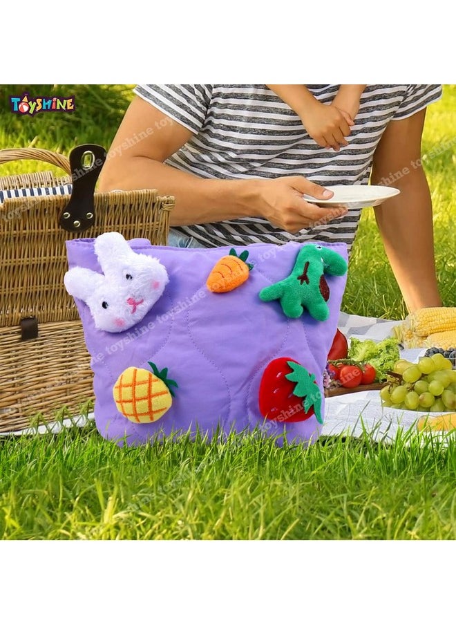 Toyshine Soft Plush Cartoon Tote Bag, Girls Handbag for Travel and Multi-Purpose for Bday Party Supplies - Purple