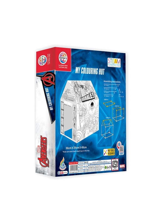Ratna's My Colouring Hut Disney Marvel Play Tent (36 x 29 x 40 cm) DIY Kit Washable & Re-usable for Kids 3+ Years (Avengers)
