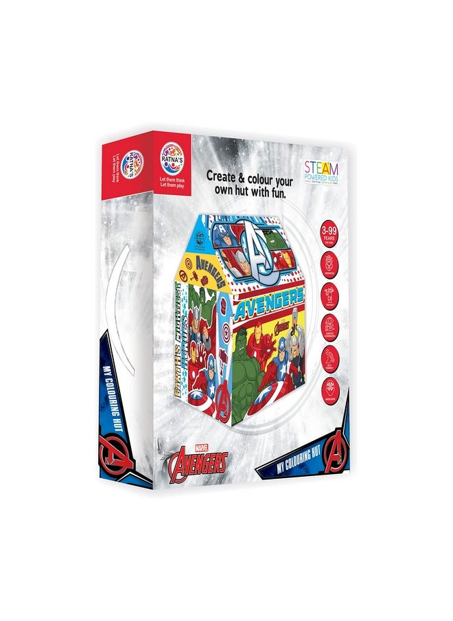 Ratna's My Colouring Hut Disney Marvel Play Tent (36 x 29 x 40 cm) DIY Kit Washable & Re-usable for Kids 3+ Years (Avengers)