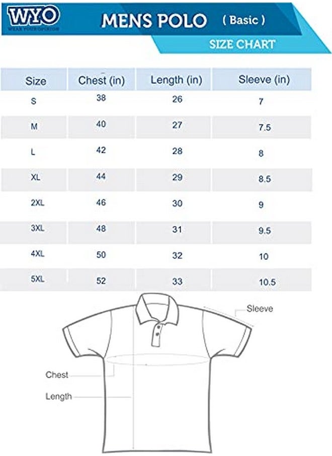 Wear Your Opinion Men's Premium Pique Cotton Polo Collar Neck T-Shirt (Large, OnionPink)
